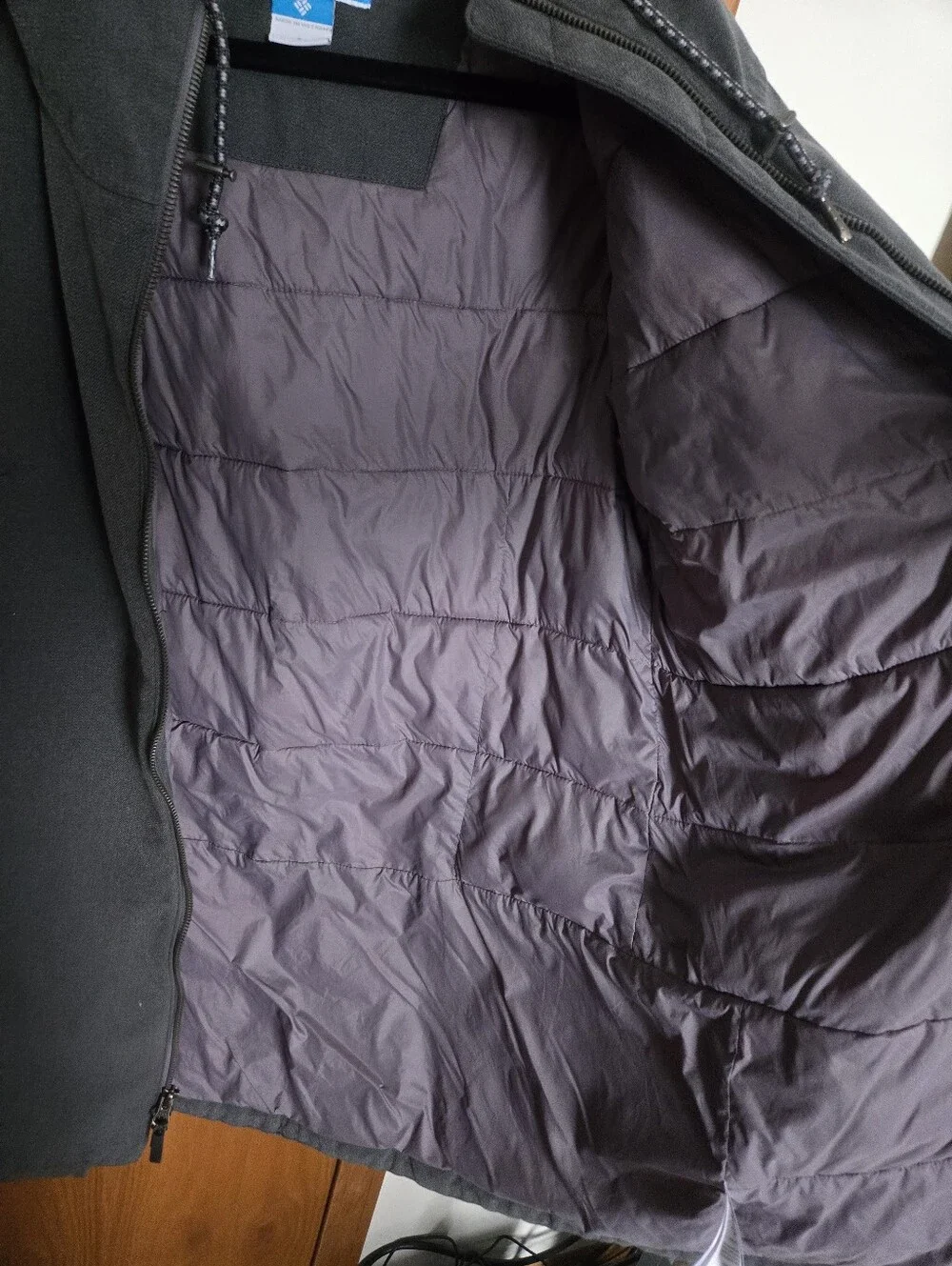 Columbia Two-Tone Quilted Hooded Puffer Coat S Gray